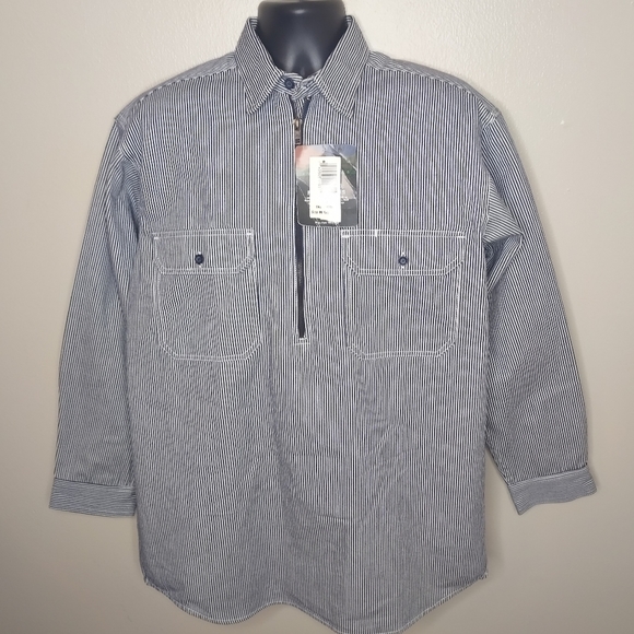 Key Other - NWT Key Hickory Medium Striped Pullover 1/4 1/2 Zip Railroad Logger Work New